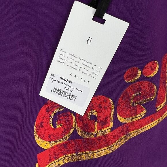 Gaelle Paris Women Purple Oversized Relaxed Hoody Cotton Sweatshirt Size IT 2 - Picture 9 of 12